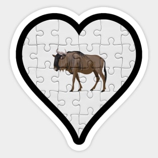 Jigsaw  Wildebeest Heart Design - Wild Animal Wildebeest Sticker